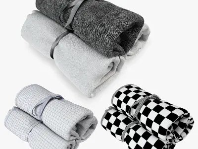Black and white Towels Set 3D model