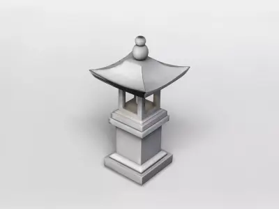 Traditional Japanese Stone Lantern 3D Model 3D model