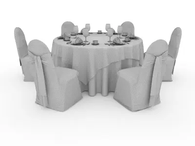 Banquet Table and Chair 65 3D model