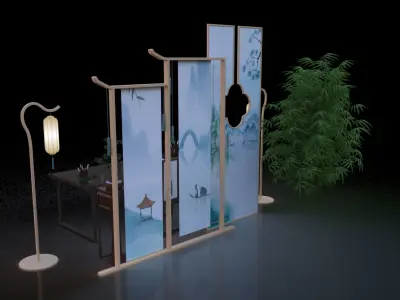 Chinese style Chinese element artistic conception 3D model