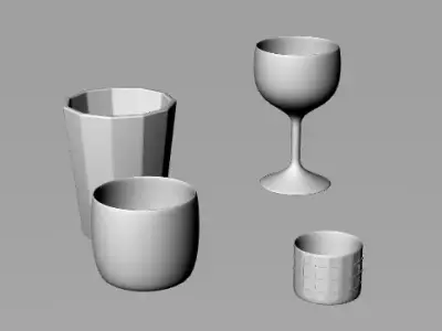 glasses wine and mugs Free 3D model