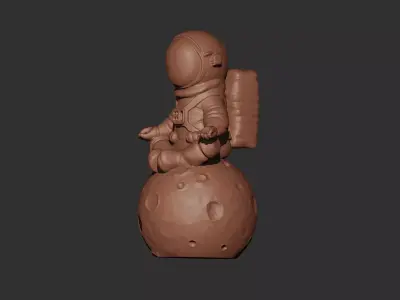 Astronaut on the Moon Sculpture Printable 3D print model
