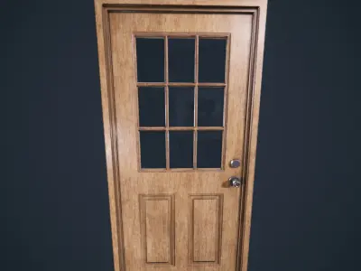 Door Wood Window M5 Low-poly 3D model