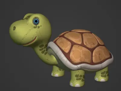 Cartoon Turtle -- Rigged Low-poly 3D model