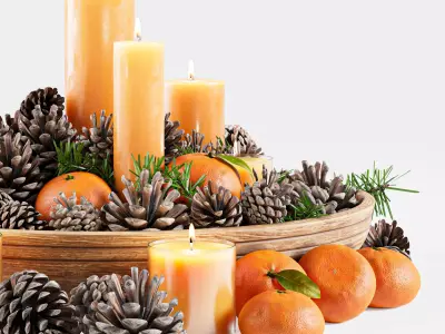 Christmas decorative set for interior decoration 01 3D model