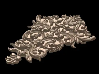 Floral 3D Bas Relief Ornament Scalable  for CNC Machining 3D print model