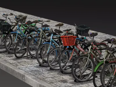 Bike Rack with Bike models 3D model