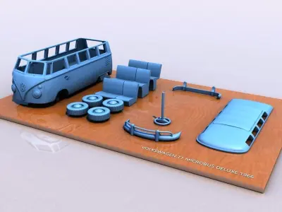 VOLKSWAGEN MICROBUS DELUXE TYPE 1 - 1968 3D print model