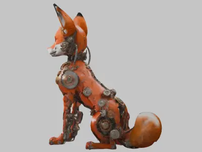 Steampunk Mechanical Fox Model - Intricate Design Low-poly 3D model