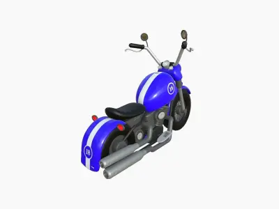 Motorcycle Cartoon A02 Blue Racing - Custom Vehicle Design Low-poly 3D model