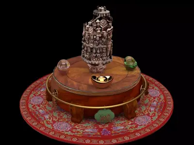  Chinese wooden carved   3D model