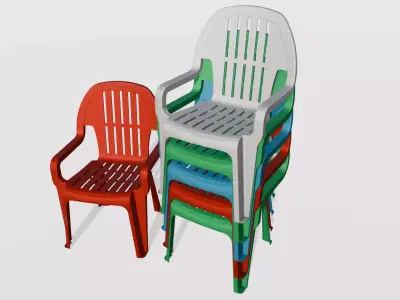 Chair Set 3D Model  Low-poly 3D model