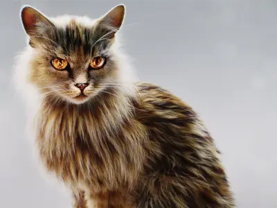 Custom License Hyper Realistic Cat model with Fur and shaders 3D model
