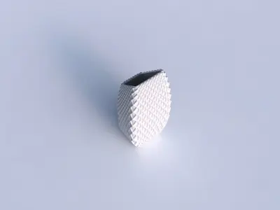 Vase bent rectangle with grid piramides 2 3D print model