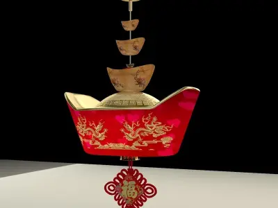 Chinese gold Ingot lantern  3D model