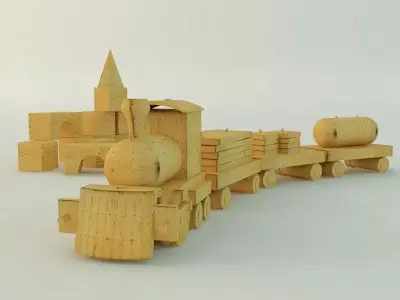 Wooden Train Free 3D model