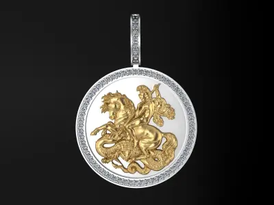 Saint George the Victorious pendant model 3D print model 3D print model