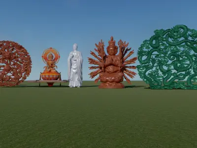 Buddhad statue of buddhist deity Low-poly 3D model