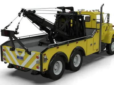 L9000 Tandem Axle Tow Truck 3D Model with Holmes 850 Wrecker 3D model