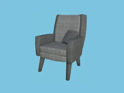 Gray Fabric Armchair Pillow - Furniture Interior Design Free low-poly 3D model