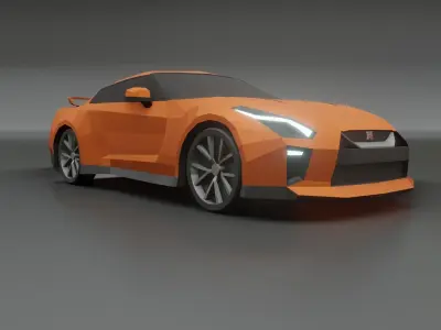 Nissan GT-R 2020 low poly 3D model Low-poly 3D model