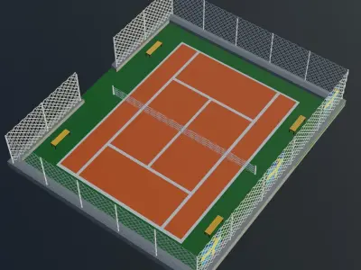 Tennis Court - Sweden Low-poly 3D model