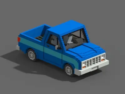Voxel Pickup Low-poly 3D model
