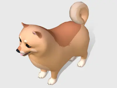 Cartoon Dog - Pomeranian Spitz Low-poly 3D model