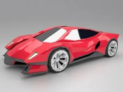 Lowpoly futuristic sportscar concept Low-poly 3D model