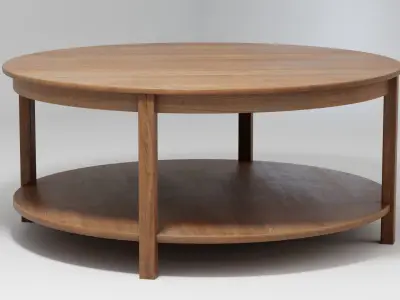 Round Wooden Coffee Table 3D model