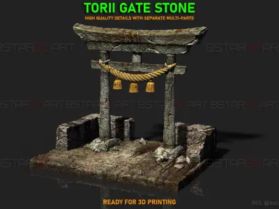 Japanese Torii Gate  - Custom Base For Miniature - Figure 3D print model