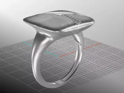 Luxury enamel and jewelry women ring 3D print model