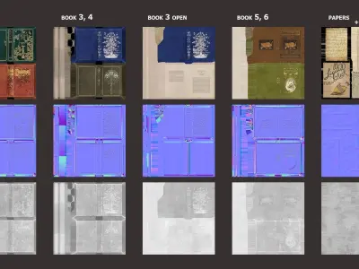 Old Books Set Low-poly 3D model