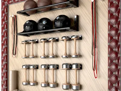 Home Gym Yoga Fitness Decoration Set 047 3D model