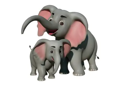 Cartoon Elephants Jumbo - Dumbo - MAYA Rigged and Blender Rigged Low-poly 3D model