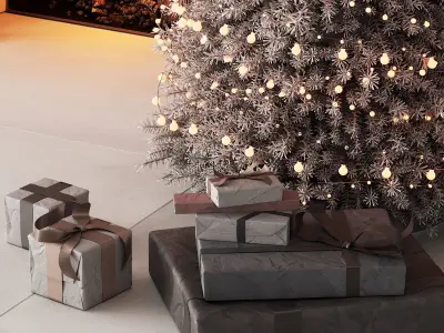 241 happy new year 04 christmas tree mono 01 light 3D model