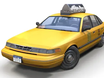 American 90s taxi sedan Low-poly 3D model