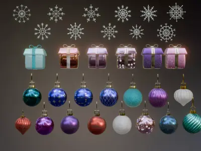 Realistic Christmas Decoration Mega Pack - 32 assets 3D model