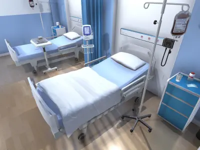 Hospital Room 2 Low-poly 3D model