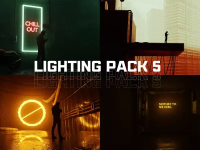 Lighting Scene Pack 5 3D Blender File Textured FBX OBJ MTL Files 3D model