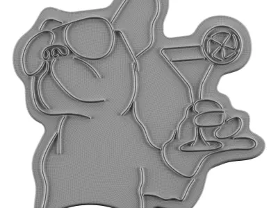 French Bulldog Cocktail Neon Sign 3D model
