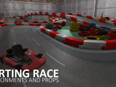 Karting race - environments and props Low-poly 3D model
