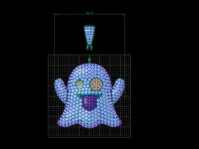 Ghost emoji diamond pendant 3D print model