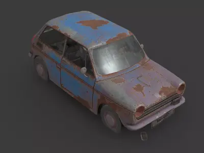 Abandoned Car - Honda N600 Low-poly 3D model