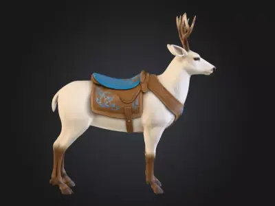 White Deer Mount Low-poly 3D model
