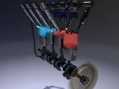 Internal-combustion engine Engine Inline Four-Cylinder 3D model