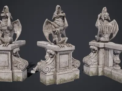 Gargoyle Statue Massandra Low-poly 3D model