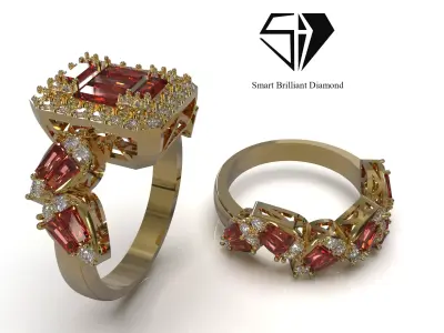 3D File of Luxurious Ring and Ring Back Set wr0133 3D print model