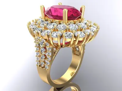 Gemstone rings - Oval stone ring - Diamond rings - N3687 3D print model