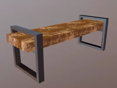 Bench with metal legs  Free low-poly 3D model